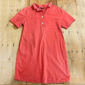 PLA by Plastic Island Orange Shirt Dress Linen Blend Women's M Pockets